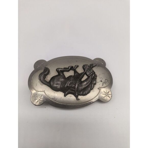 Vintage Men's Cowboy Western Horse Design Belt Buckle - Picture 3 of 6